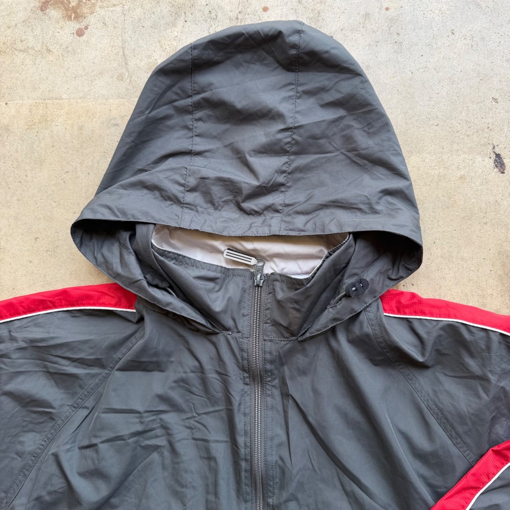 Prospirit Windbreaker Jacket Mens L Gray Red Full Zip Hooded Sporty Athleisure - Picture 7 of 11